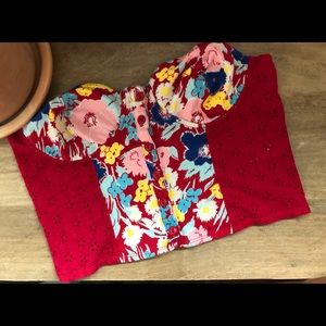 Dockside Red Strapless Bustier Top